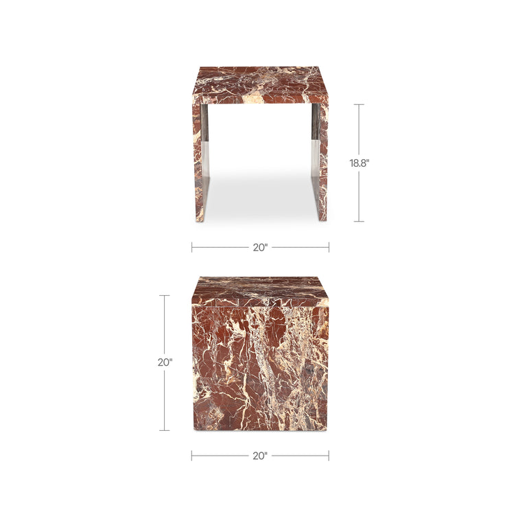 ROSA ACCENT TABLE ROSSO LEVANTO MARBLE