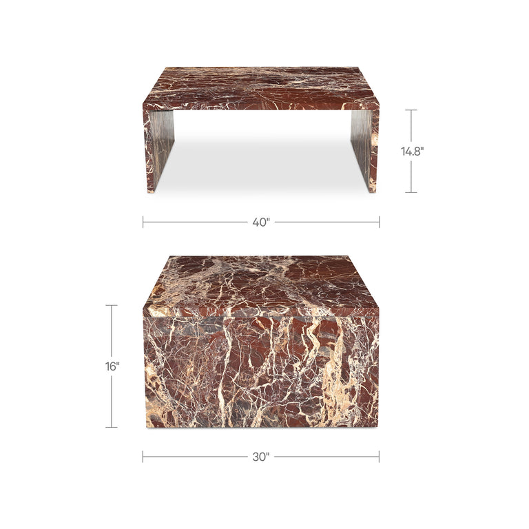 ROSA COFFEE TABLE ROSSO LEVANTO MARBLE