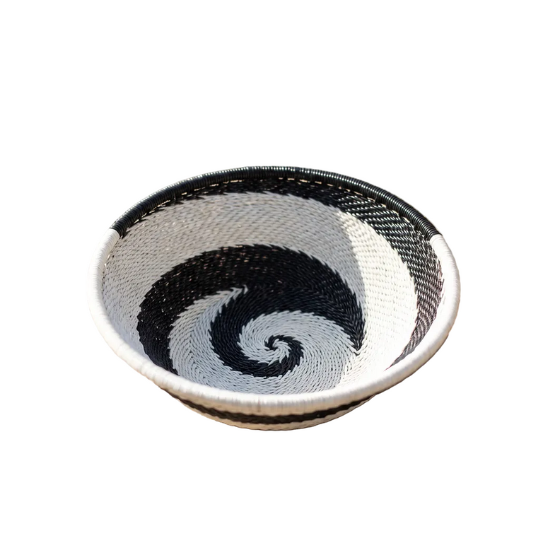 Zulu Wire Basket Bowl - Black + White from South Africa