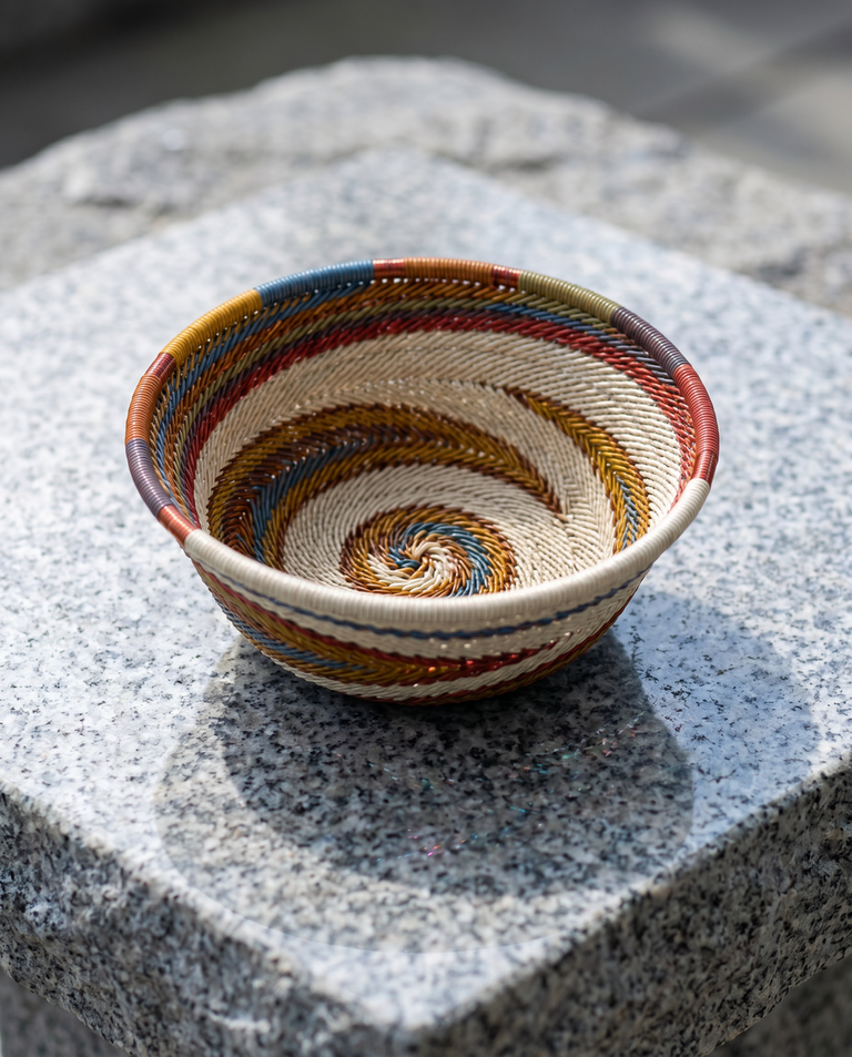 Zulu Wire Basket Bowl - Copper + Sand from South Africa