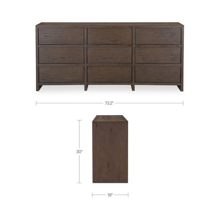 JENSON 9 DRAWER DRESSER BROWN