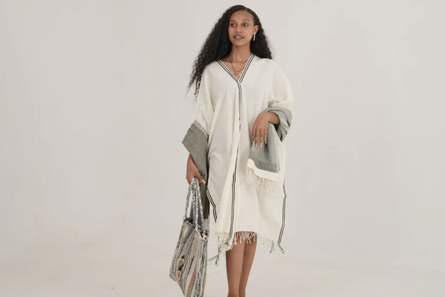 PETRA HANDWOVEN ETHIOPIAN COTTON KAFTAN | APPAREL