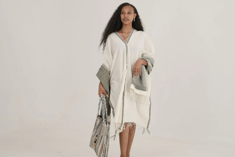 PETRA HANDWOVEN ETHIOPIAN COTTON KAFTAN | APPAREL
