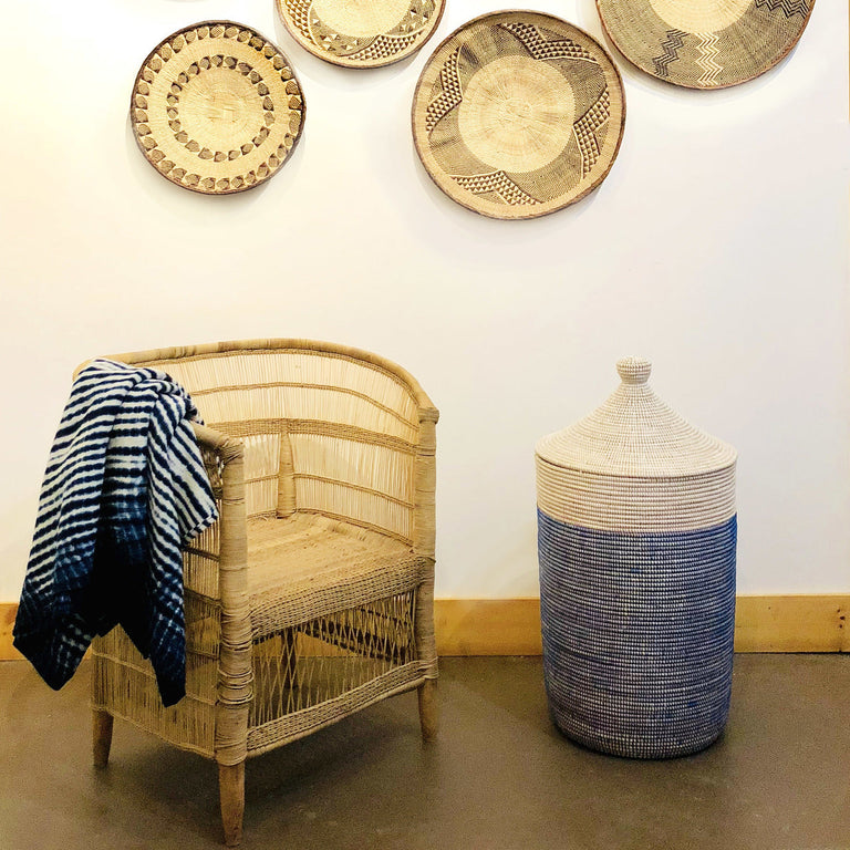 Large Two-Tone Basket - Navy + White | BASKETS
