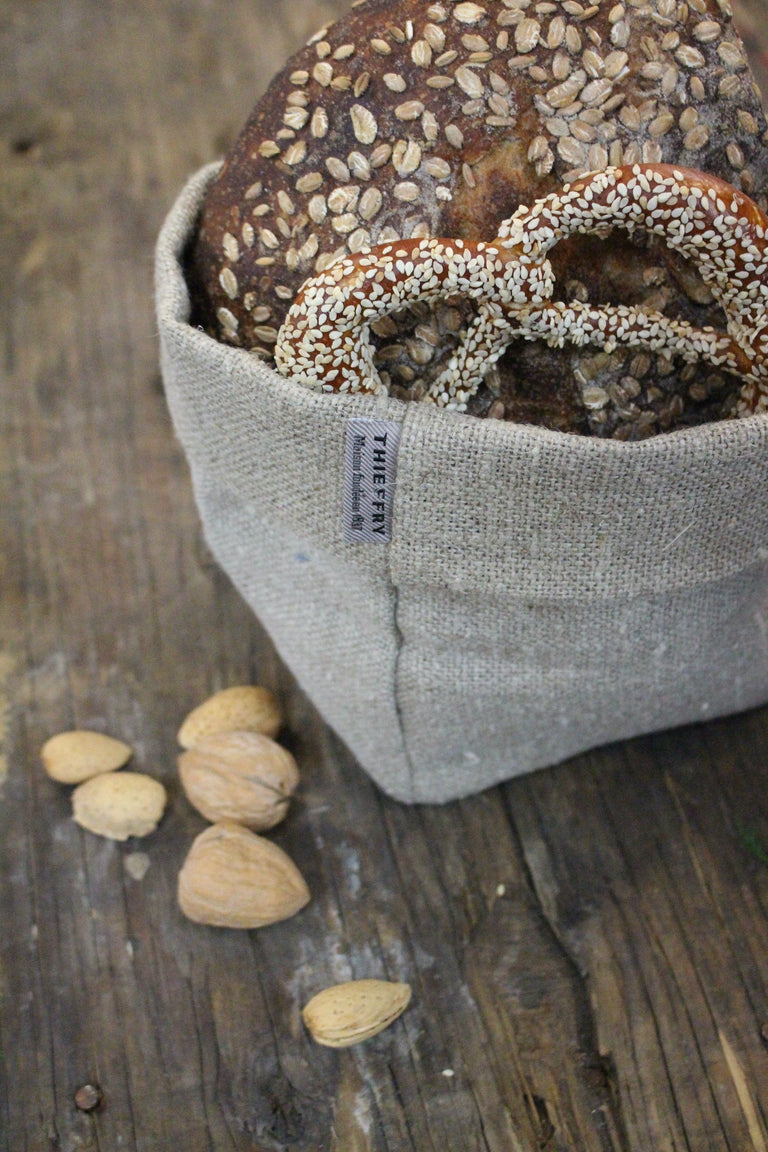 THIEFFRY BELGIAN LINEN BREAD BASKET, RAW NATURAL | 