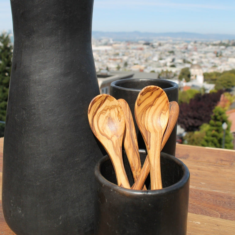 OLIVE WOOD SPOONS, LARGE SET OF 4 | SERVING UTENSILS