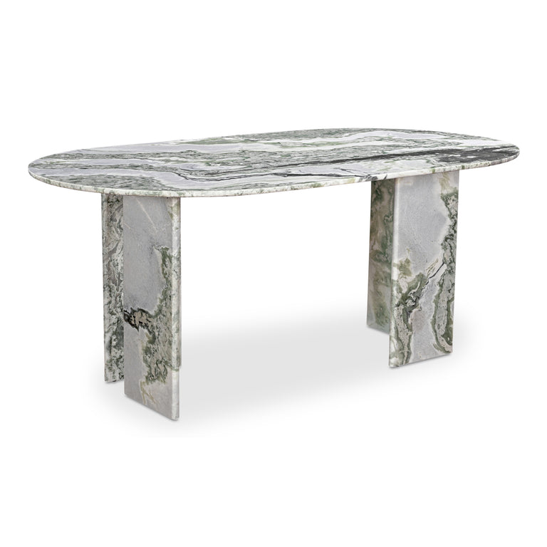 CELIA OVAL DINING TABLE GREEN ONYX MARBLE
