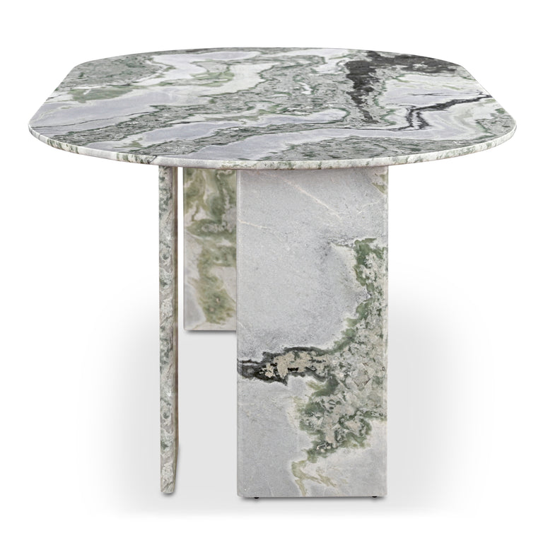 CELIA OVAL DINING TABLE GREEN ONYX MARBLE