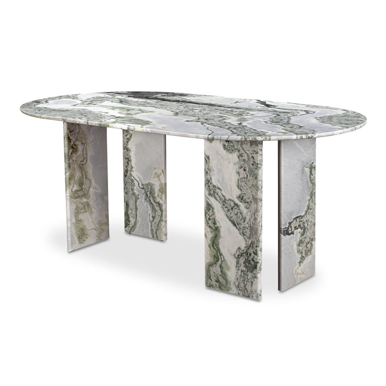 CELIA OVAL DINING TABLE GREEN ONYX MARBLE