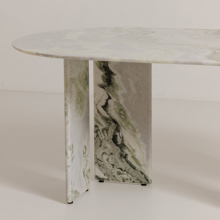 CELIA OVAL DINING TABLE GREEN ONYX MARBLE