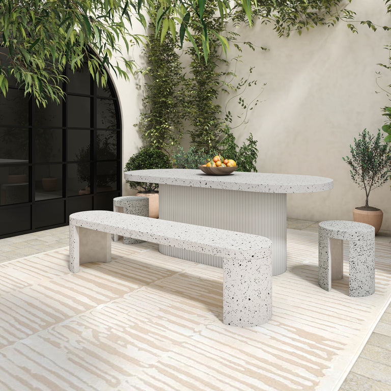 LYON OUTDOOR DINING TABLE WHITE TERRAZZO