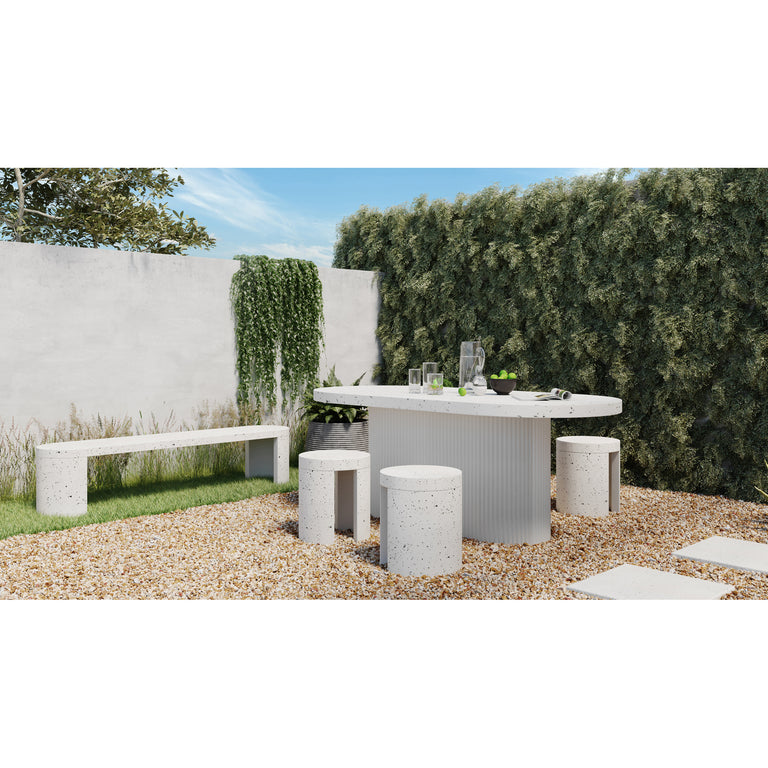 LYON OUTDOOR DINING TABLE WHITE TERRAZZO