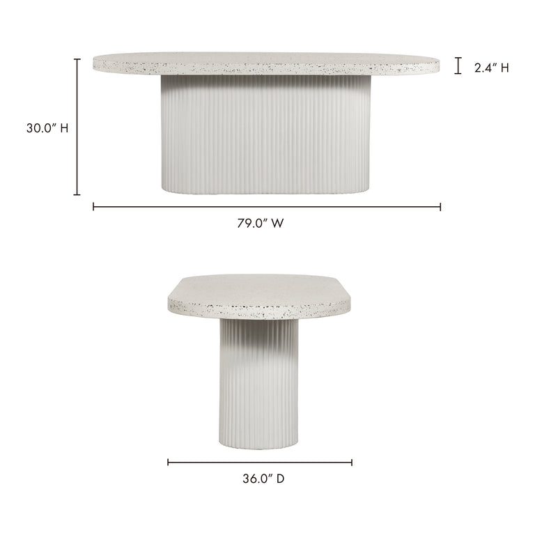 LYON OUTDOOR DINING TABLE WHITE TERRAZZO