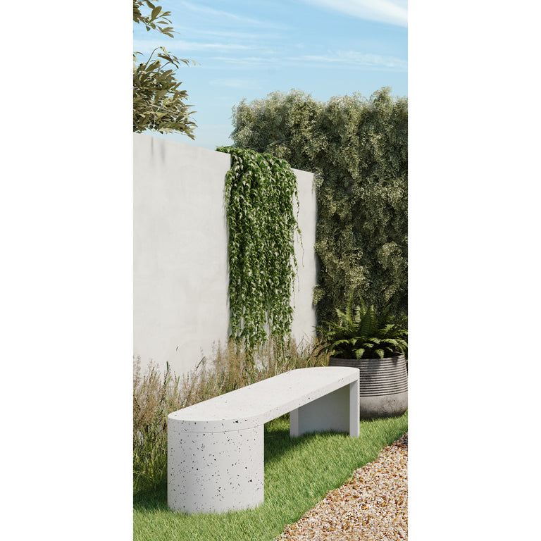 LYON OUTDOOR BENCH WHITE TERRAZZO