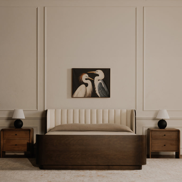 TWO CRANES FRAMED PAINTING
