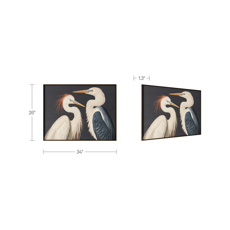 TWO CRANES FRAMED PAINTING