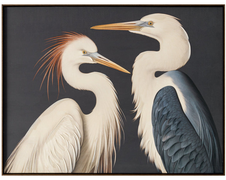 TWO CRANES FRAMED PAINTING