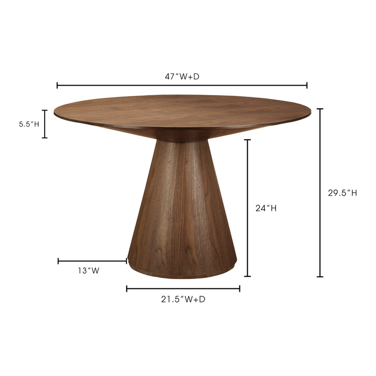OTAGO 47 IN ROUND DINING TABLE WALNUT