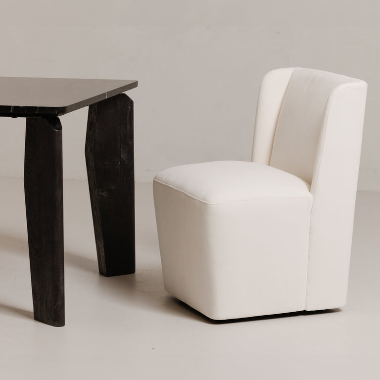 CORMAC ROLLING DINING CHAIR CREAM
