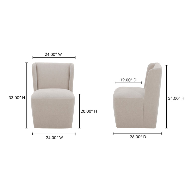 CORMAC ROLLING DINING CHAIR CREAM