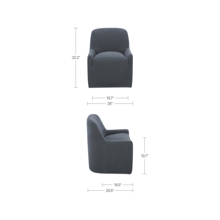 MAISIE ROLLING DINING CHAIR FLECKED OAT