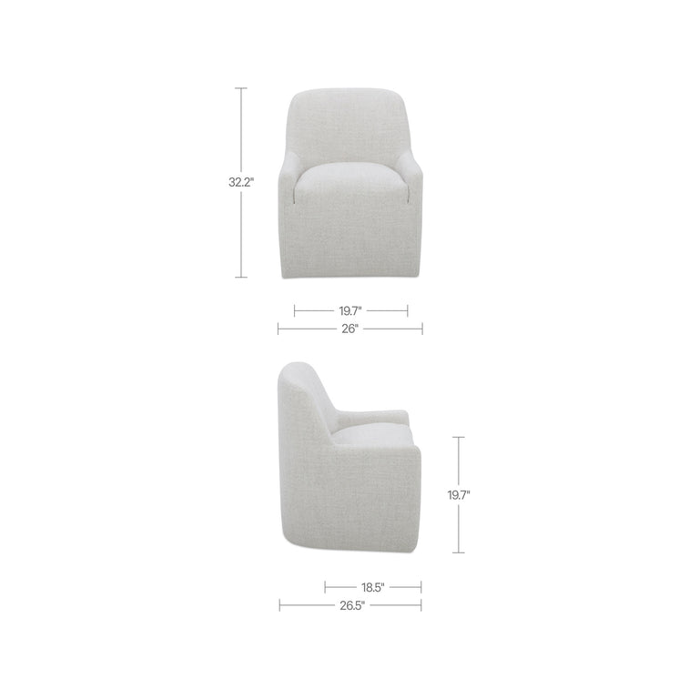 MAISIE ROLLING DINING CHAIR FLECKED OAT