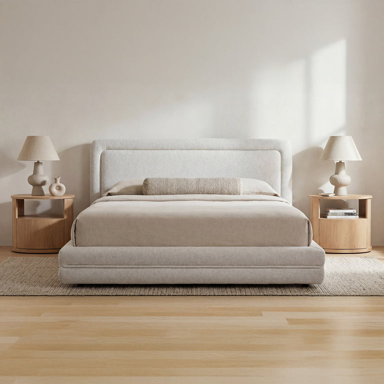 TORY KING BED PEBBLE