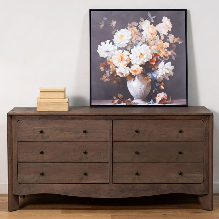 MABEL 6 DRAWER DRESSER DARK BROWN