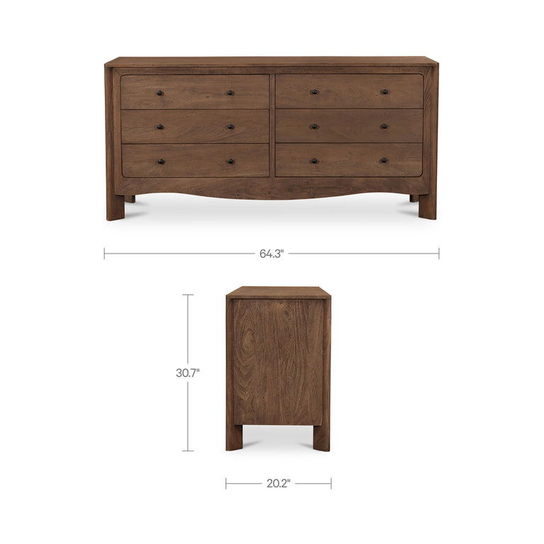 MABEL 6 DRAWER DRESSER DARK BROWN