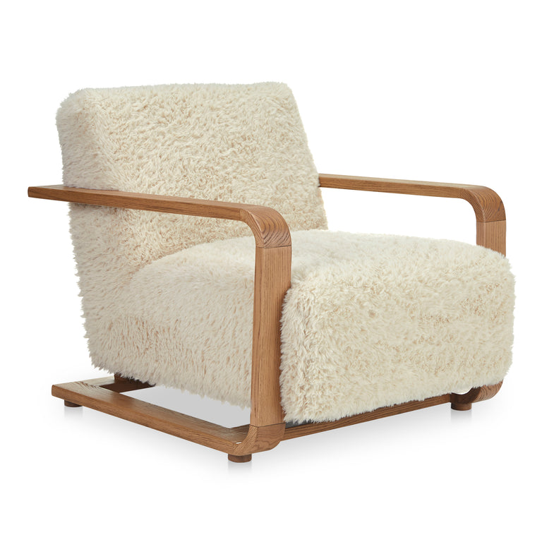 ECKERSLEY LOUNGE CHAIR BEIGE FAUX SHEARLING