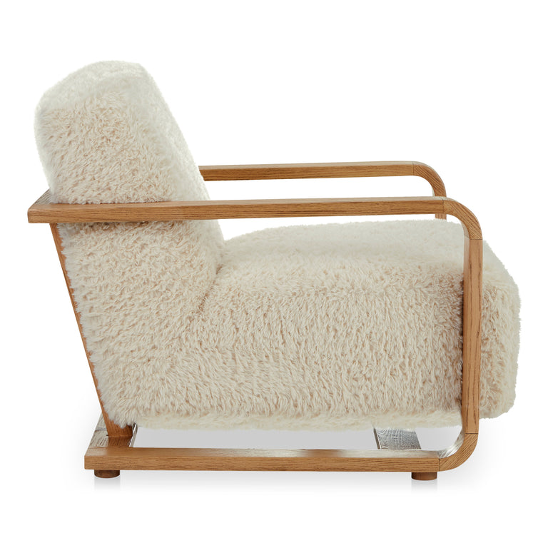 ECKERSLEY LOUNGE CHAIR BEIGE FAUX SHEARLING