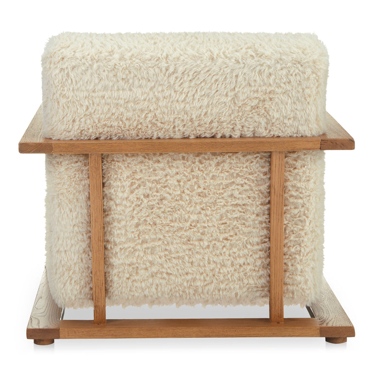 ECKERSLEY LOUNGE CHAIR BEIGE FAUX SHEARLING