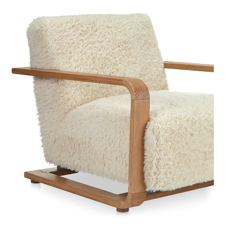 ECKERSLEY LOUNGE CHAIR BEIGE FAUX SHEARLING