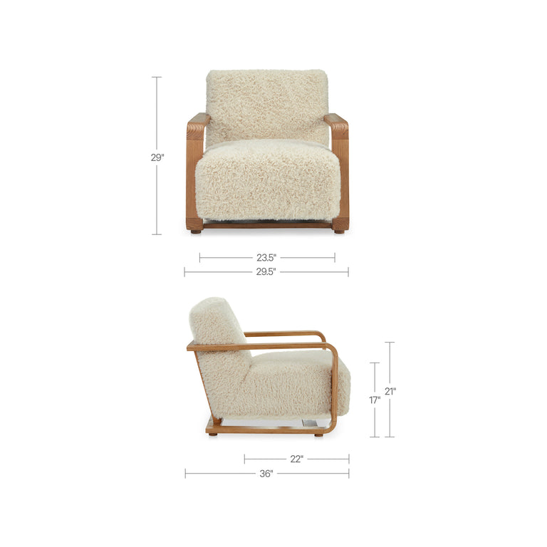 ECKERSLEY LOUNGE CHAIR BEIGE FAUX SHEARLING