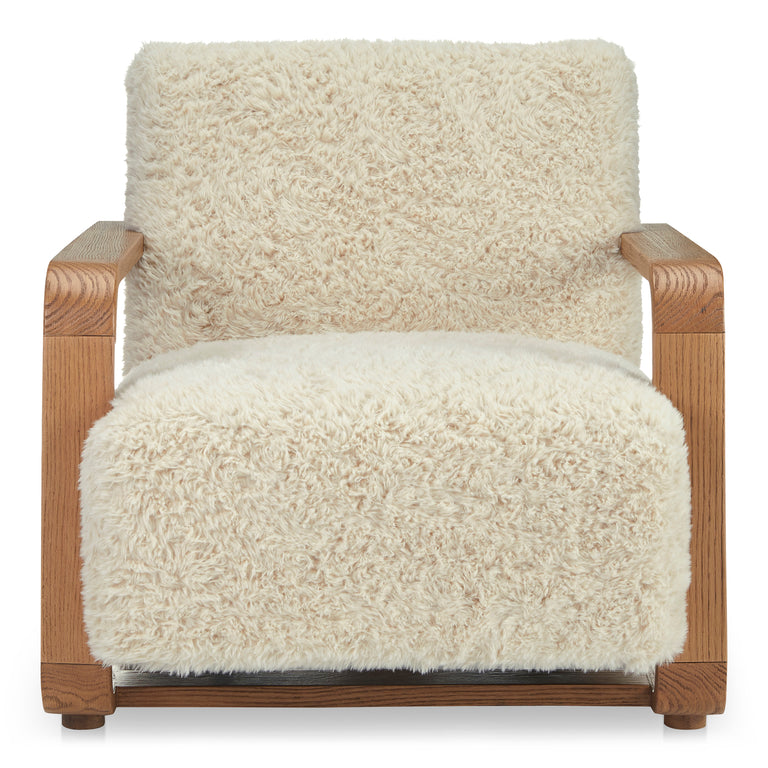 ECKERSLEY LOUNGE CHAIR BEIGE FAUX SHEARLING
