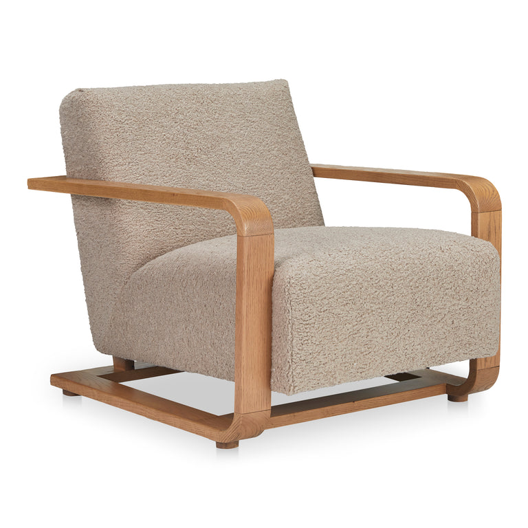 ECKERSLEY LOUNGE CHAIR BEIGE FAUX SHEARLING