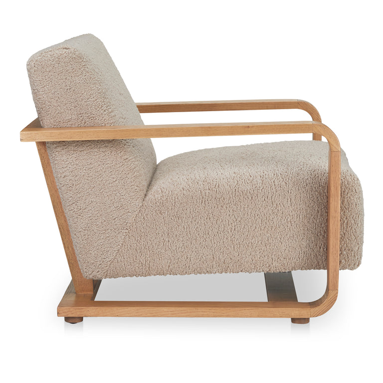 ECKERSLEY LOUNGE CHAIR BEIGE FAUX SHEARLING