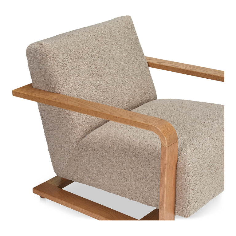 ECKERSLEY LOUNGE CHAIR BEIGE FAUX SHEARLING