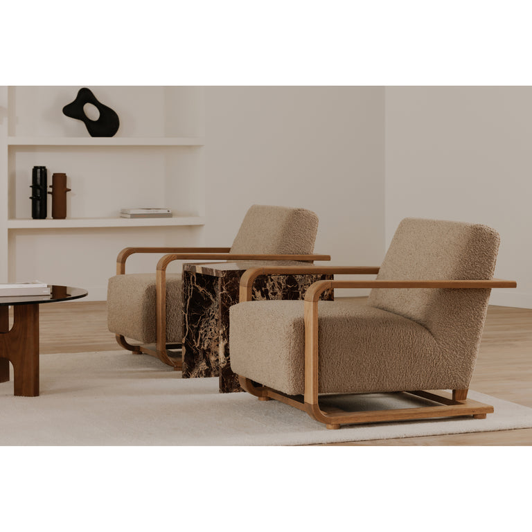 ECKERSLEY LOUNGE CHAIR BEIGE FAUX SHEARLING