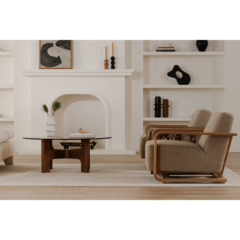 ECKERSLEY LOUNGE CHAIR BEIGE FAUX SHEARLING