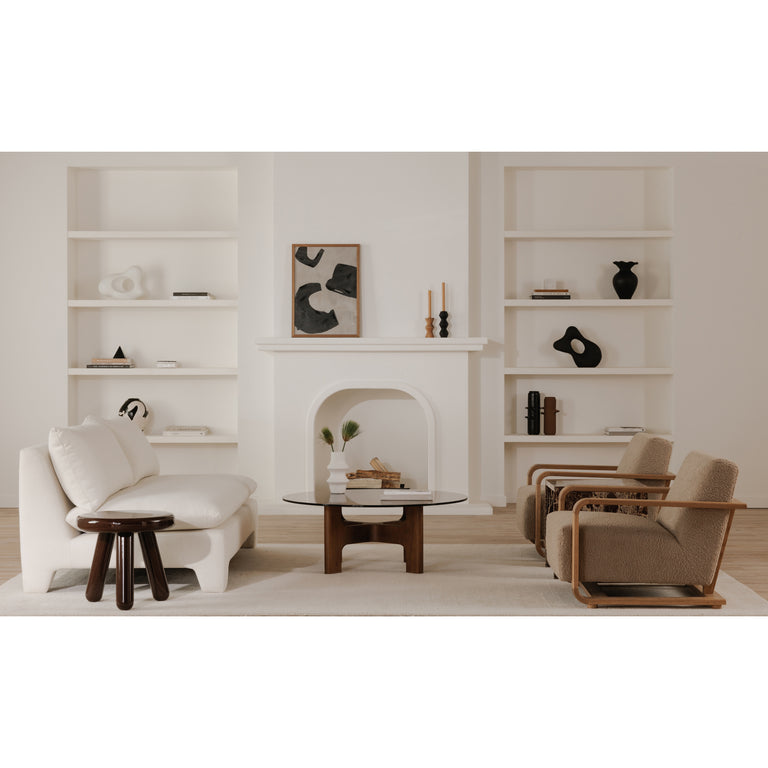 ECKERSLEY LOUNGE CHAIR BEIGE FAUX SHEARLING