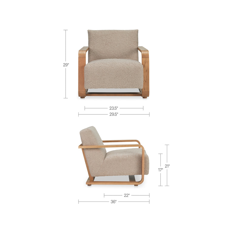 ECKERSLEY LOUNGE CHAIR BEIGE FAUX SHEARLING