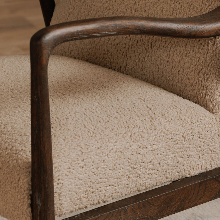 YATES ACCENT CHAIR BEIGE FAUX SHEARLING