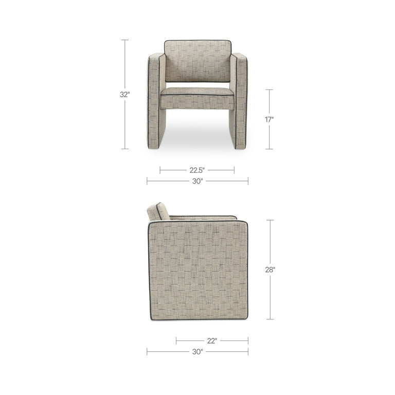 HARRIS ACCENT CHAIR BLACK AND BEIGE WEAVE