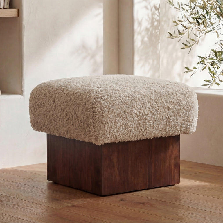 SERGE OTTOMAN BROWN FAUX FUR