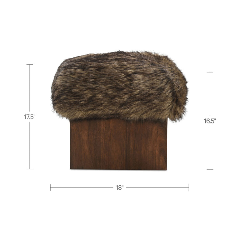 SERGE OTTOMAN BROWN FAUX FUR