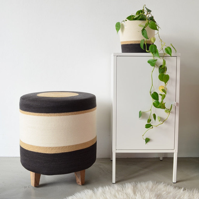 OTTOMAN - JUTE & CHARCOAL | SEATING from South Africa