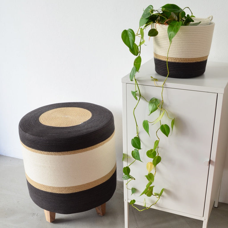 OTTOMAN - JUTE & CHARCOAL | SEATING from South Africa