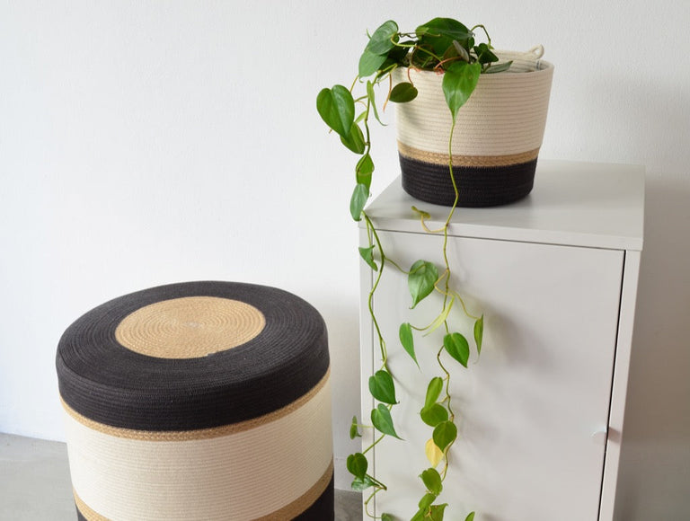 OTTOMAN - JUTE & CHARCOAL | SEATING from South Africa