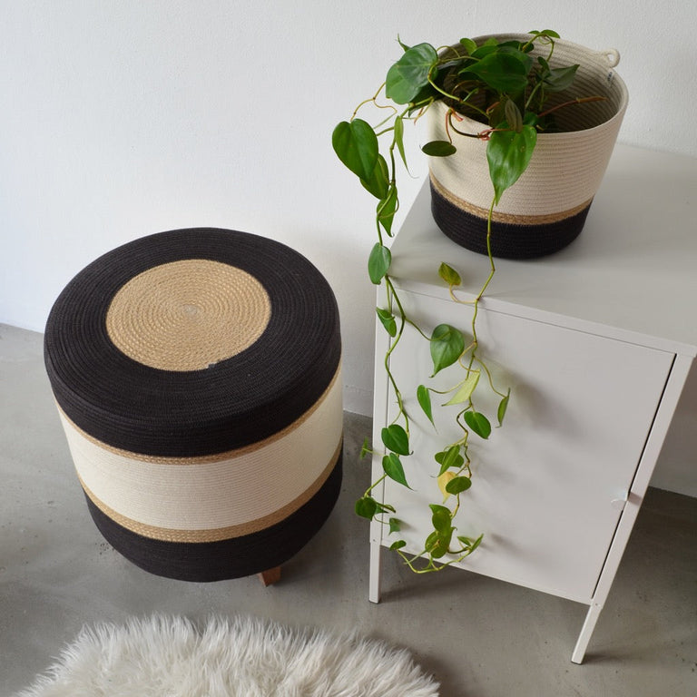 OTTOMAN - JUTE & CHARCOAL | SEATING from South Africa